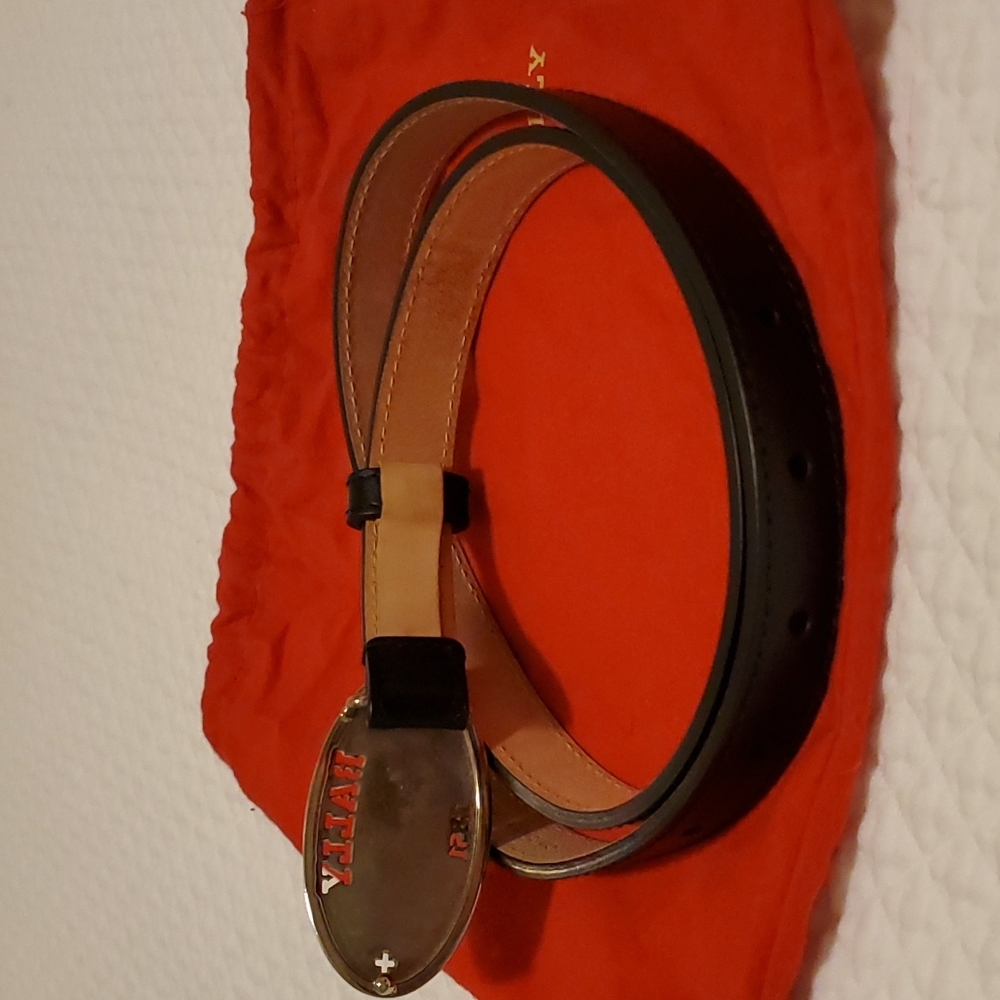 Bally buckle womens black genuine leather small size belt